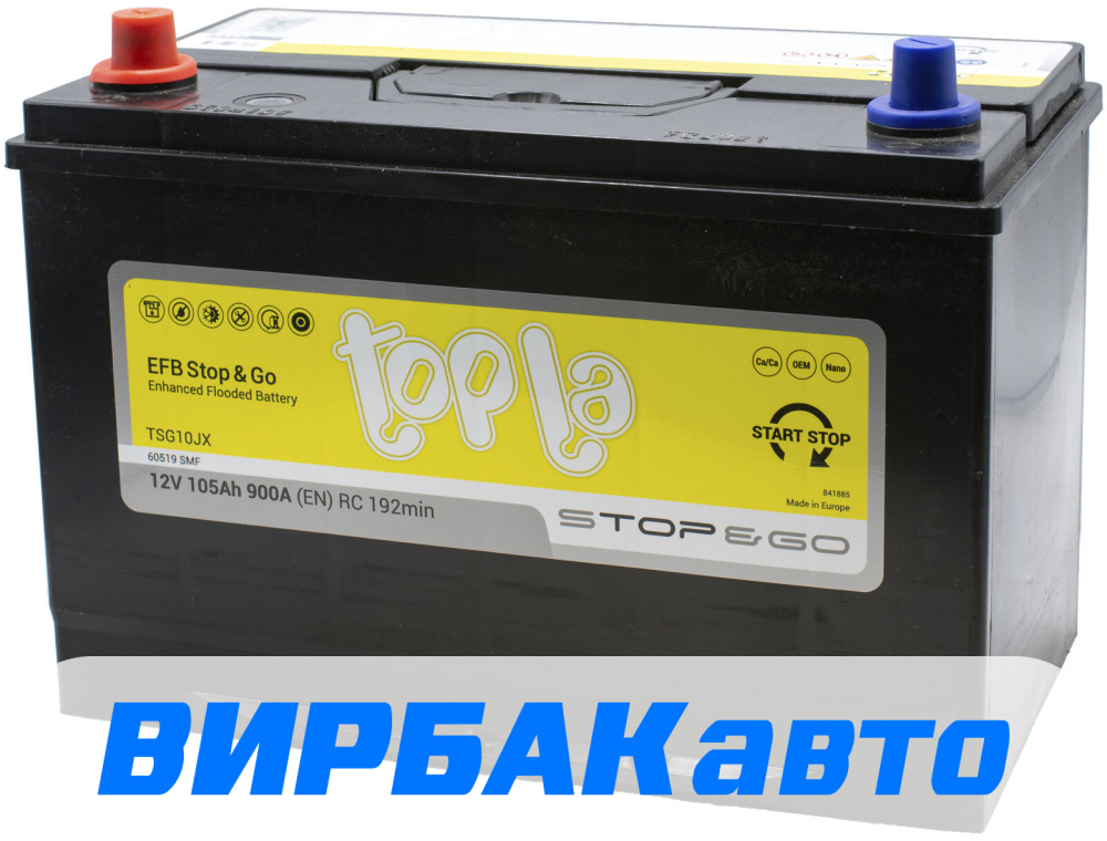 Купить Аккумулятор Topla EFB Stop&Go Asia (60519 SMF) 105 Ач 900 А ...