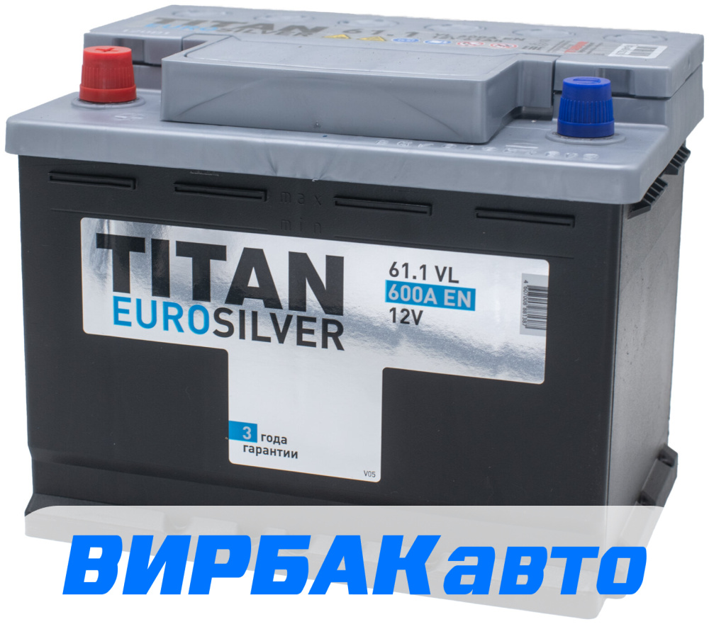 Купить Аккумулятор TITAN EURO SILVER 61 Ач 600 А прямая полярность, клемма  стандартная, цены в Ставрополе — интернет-магазин VIRBACauto