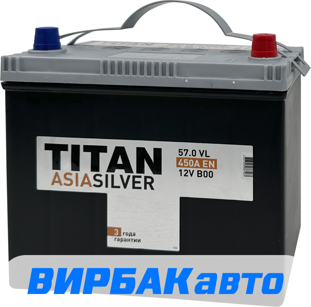 Аккумулятор TITAN ASIA SILVER 57 Ач 450 А обратная полярность